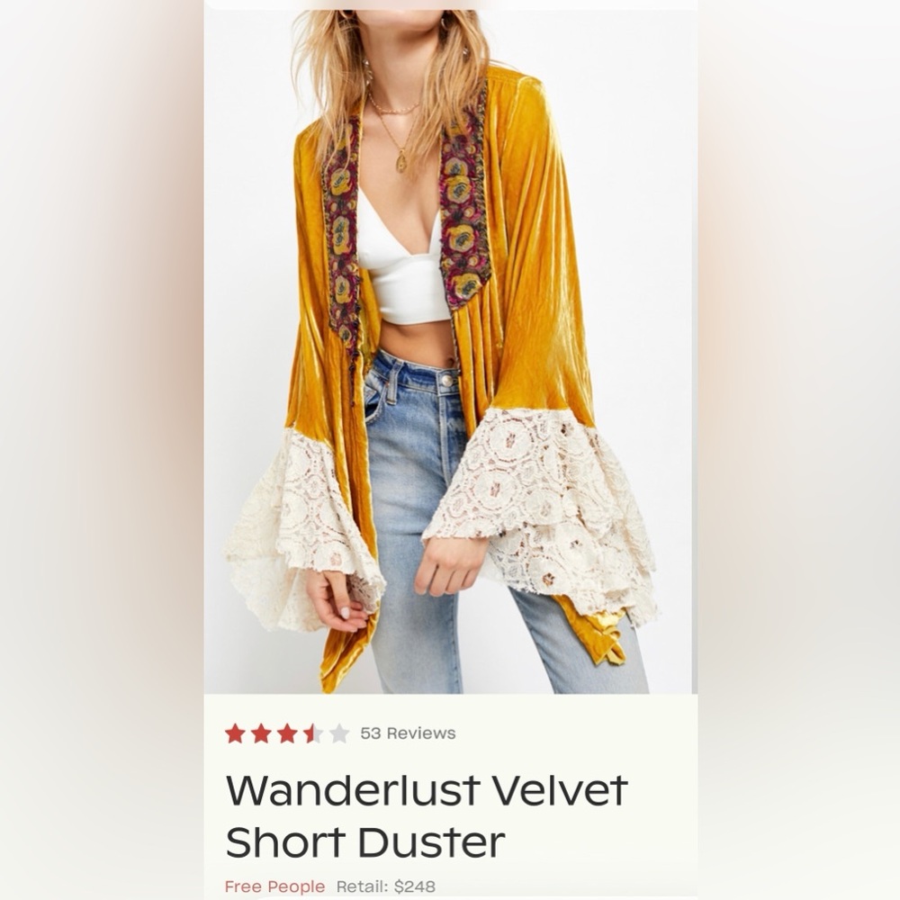 Free People Wanderlust Velvet Short Duster